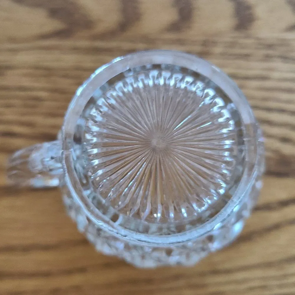 Cubist Style Crystal Open Sugar Bowl and Creamer Vintage Antique
